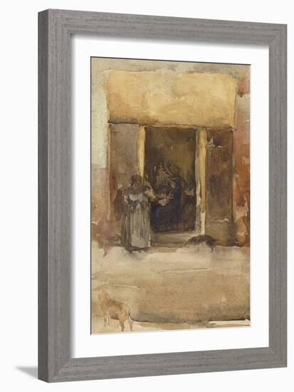 Figures in a Doorway, C.1897-99 (Watercolour on Paper)-James Abbott McNeill Whistler-Framed Giclee Print