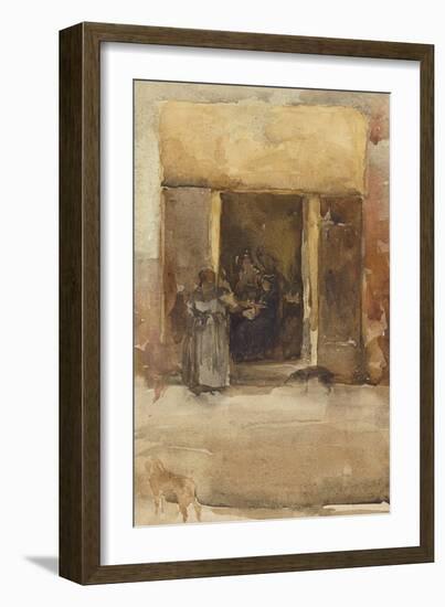 Figures in a Doorway, C.1897-99 (Watercolour on Paper)-James Abbott McNeill Whistler-Framed Giclee Print
