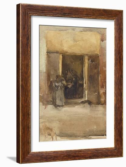 Figures in a Doorway, C.1897-99 (Watercolour on Paper)-James Abbott McNeill Whistler-Framed Giclee Print