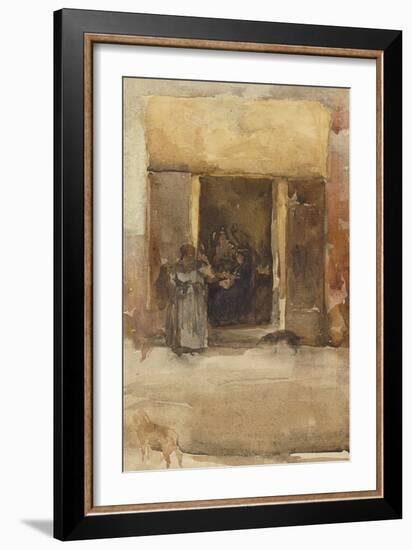 Figures in a Doorway, C.1897-99 (Watercolour on Paper)-James Abbott McNeill Whistler-Framed Giclee Print