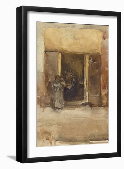 Figures in a Doorway, C.1897-99 (Watercolour on Paper)-James Abbott McNeill Whistler-Framed Giclee Print