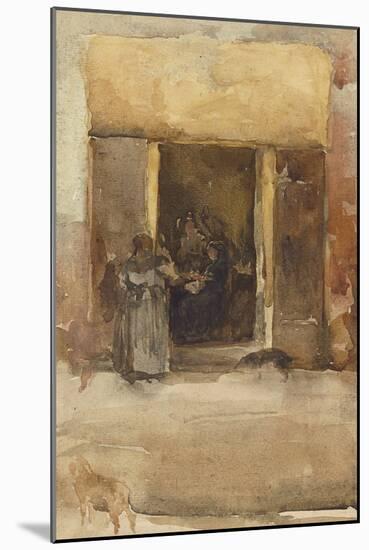 Figures in a Doorway, C.1897-99 (Watercolour on Paper)-James Abbott McNeill Whistler-Mounted Giclee Print