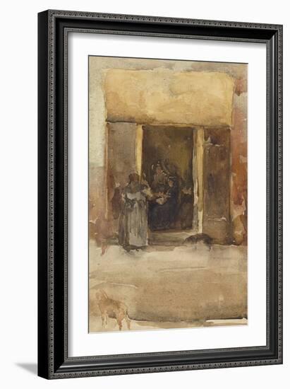 Figures in a Doorway, C.1897-99 (Watercolour on Paper)-James Abbott McNeill Whistler-Framed Giclee Print