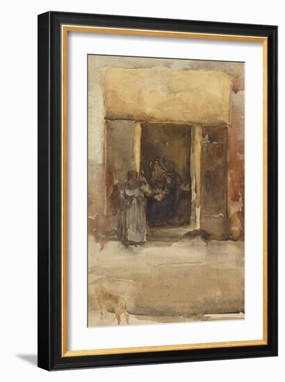 Figures in a Doorway, C.1897-99 (Watercolour on Paper)-James Abbott McNeill Whistler-Framed Giclee Print