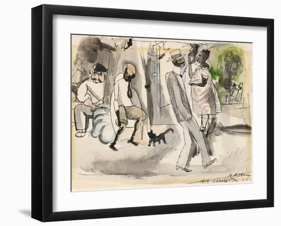 Figures in a Park, Charleston, South Carolina, 1916 (W/C on Paper)-Jules Pascin-Framed Giclee Print