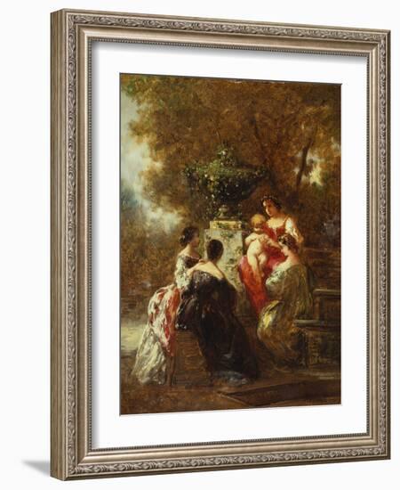 Figures in a Park-Adolphe Joseph Thomas Monticelli-Framed Giclee Print