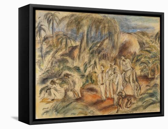 Figures in a Tropical Landscape (W/C on Paper)-Jules Pascin-Framed Premier Image Canvas