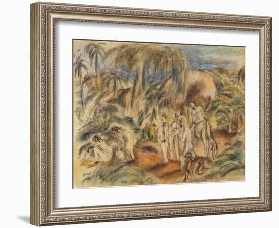 Figures in a Tropical Landscape (W/C on Paper)-Jules Pascin-Framed Giclee Print