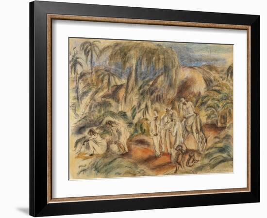 Figures in a Tropical Landscape (W/C on Paper)-Jules Pascin-Framed Giclee Print