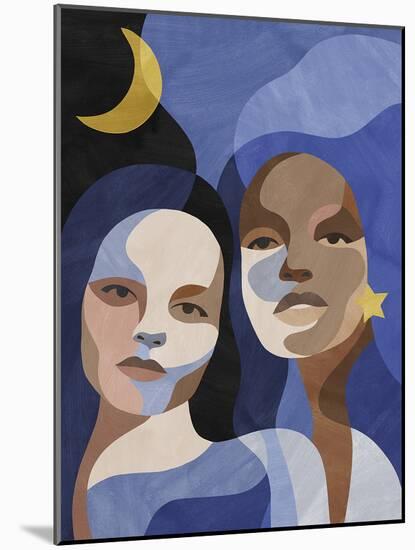 Figures in Harmony - Moon-Aurora Bell-Mounted Giclee Print