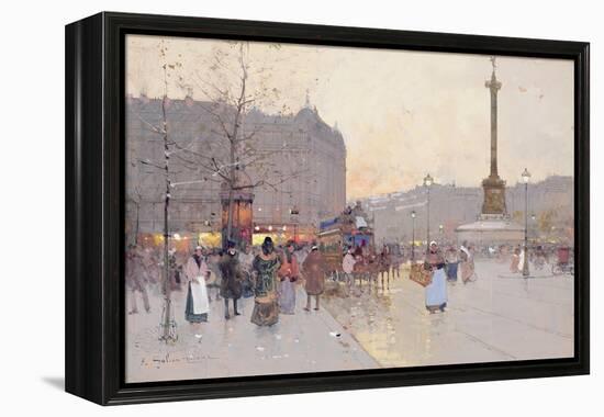 Figures in the Place De La Bastille-Eugene Galien-Laloue-Framed Premier Image Canvas