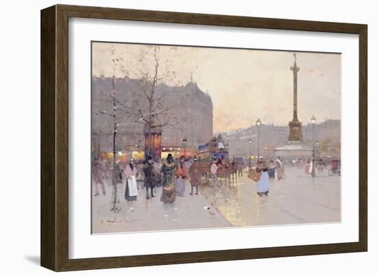 Figures in the Place De La Bastille-Eugene Galien-Laloue-Framed Giclee Print