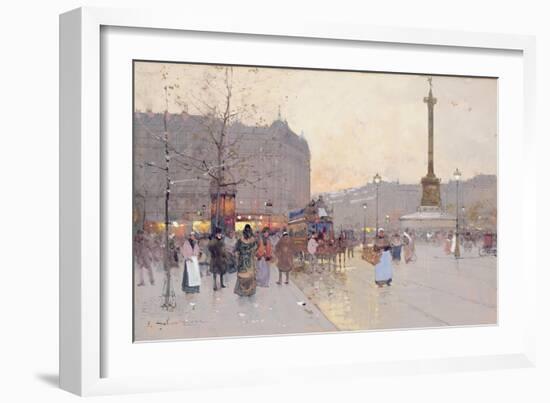 Figures in the Place De La Bastille-Eugene Galien-Laloue-Framed Giclee Print