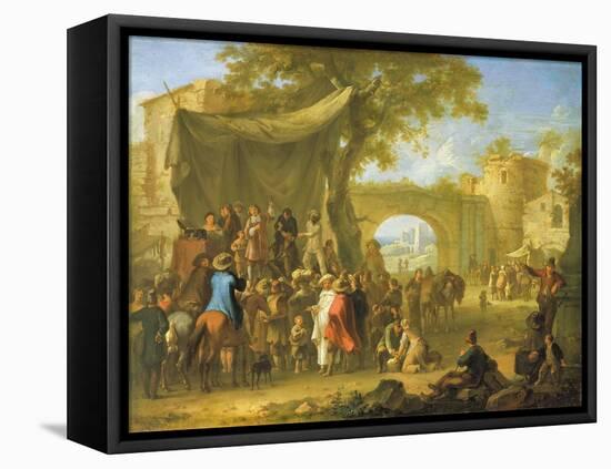 Figures of the Commedia Dell'Arte Acting Out a Quack Doctor Scene-Franz Ferg-Framed Premier Image Canvas