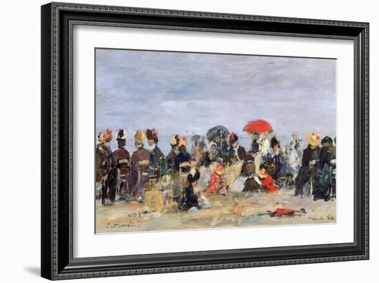 Figures on a Beach, 1884-Eug?ne Boudin-Framed Giclee Print