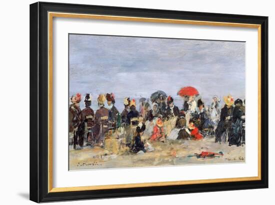 Figures on a Beach, 1884-Eug?ne Boudin-Framed Giclee Print