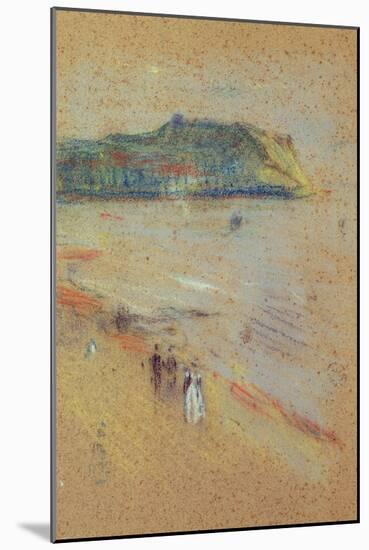 Figures on a Beach Near Cliffs-James Abbott McNeill Whistler-Mounted Giclee Print