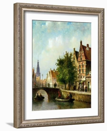 Figures on a Canal, Amsterdam-Johannes Franciscus Spohler-Framed Giclee Print