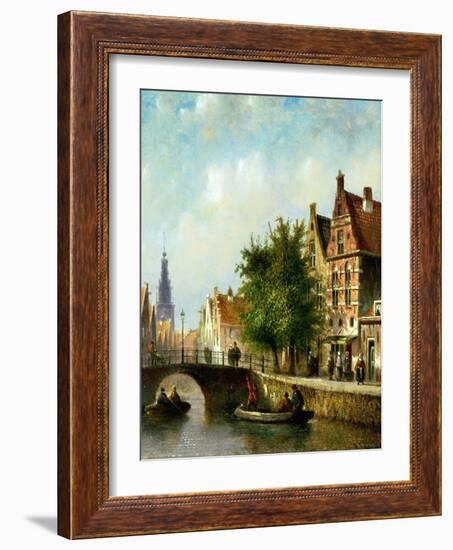 Figures on a Canal, Amsterdam-Johannes Franciscus Spohler-Framed Giclee Print