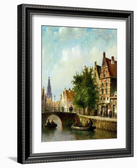 Figures on a Canal, Amsterdam-Johannes Franciscus Spohler-Framed Giclee Print