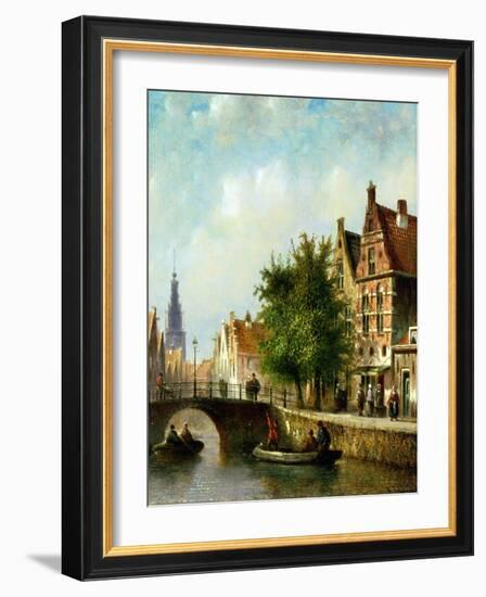 Figures on a Canal, Amsterdam-Johannes Franciscus Spohler-Framed Giclee Print