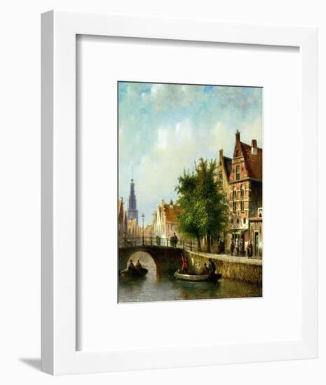 Figures on a Canal, Amsterdam-Johannes Franciscus Spohler-Framed Premium Giclee Print