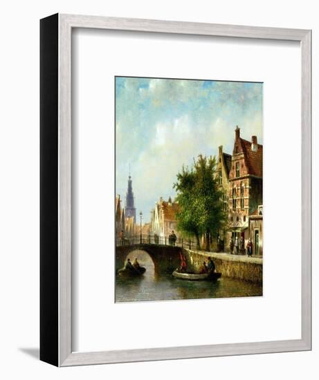 Figures on a Canal, Amsterdam-Johannes Franciscus Spohler-Framed Premium Giclee Print