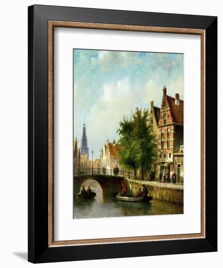 Figures on a Canal, Amsterdam-Johannes Franciscus Spohler-Framed Premium Giclee Print