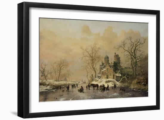 Figures on a Frozen Waterway, no.1-Frederik Marianus Kruseman-Framed Giclee Print