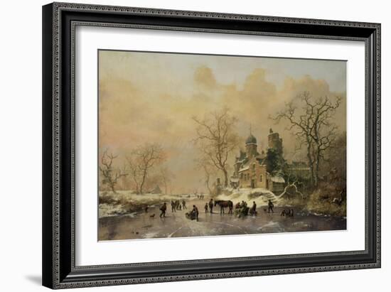 Figures on a Frozen Waterway, no.1-Frederik Marianus Kruseman-Framed Giclee Print