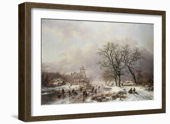 Figures on a Frozen Waterway, no.2-Frederik Marianus Kruseman-Framed Giclee Print