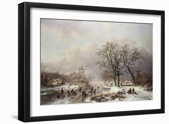 Figures on a Frozen Waterway, no.2-Frederik Marianus Kruseman-Framed Giclee Print