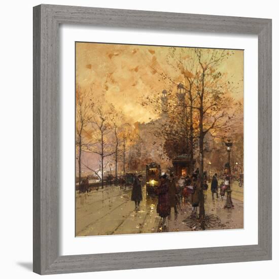 Figures on a Parisian Street at Dusk-Eugene Galien-Laloue-Framed Giclee Print