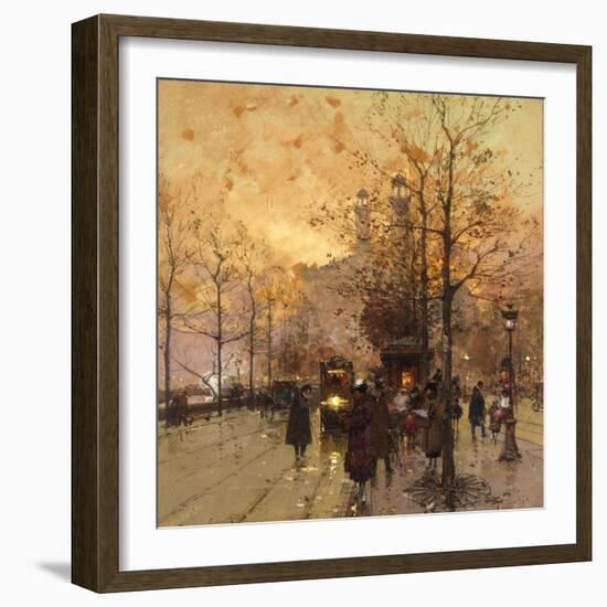 Figures on a Parisian Street at Dusk-Eugene Galien-Laloue-Framed Giclee Print