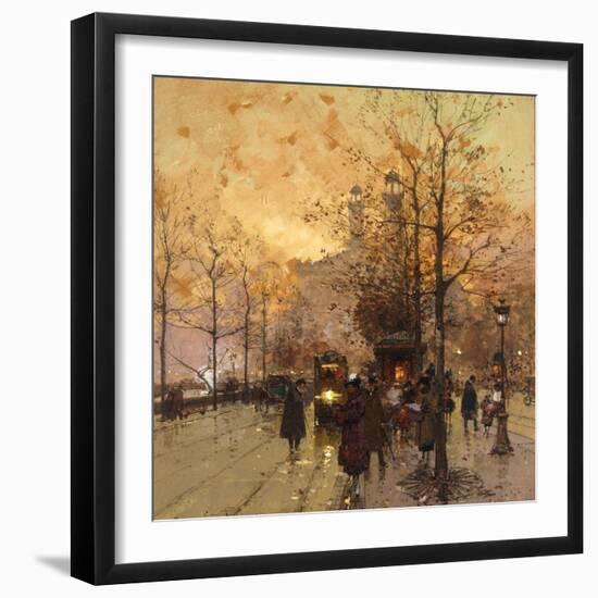 Figures on a Parisian Street at Dusk-Eugene Galien-Laloue-Framed Giclee Print