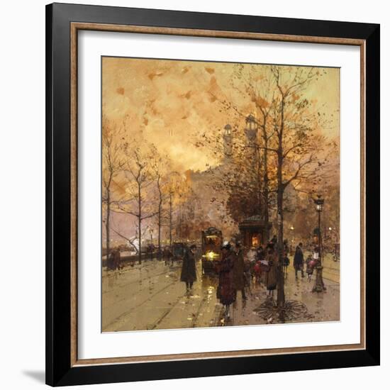 Figures on a Parisian Street at Dusk-Eugene Galien-Laloue-Framed Giclee Print