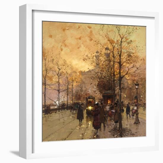 Figures on a Parisian Street at Dusk-Eugene Galien-Laloue-Framed Giclee Print