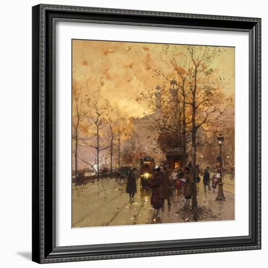 Figures on a Parisian Street at Dusk-Eugene Galien-Laloue-Framed Giclee Print