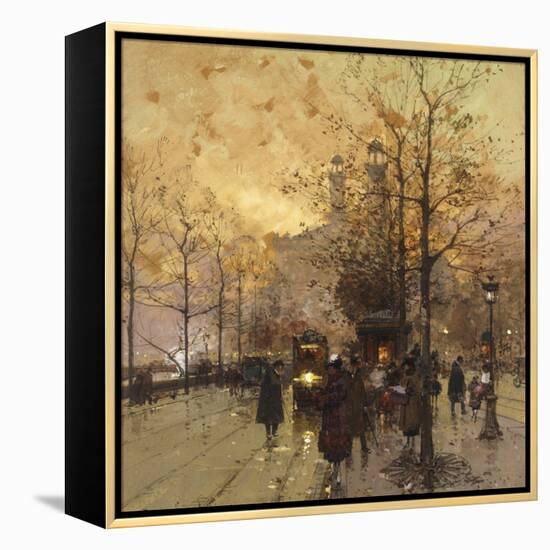 Figures on a Parisian Street-Eugene Galien-Laloue-Framed Premier Image Canvas