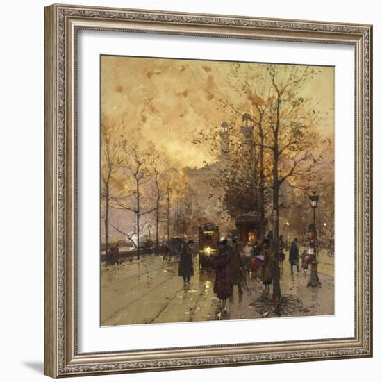 Figures on a Parisian Street-Eugene Galien-Laloue-Framed Giclee Print