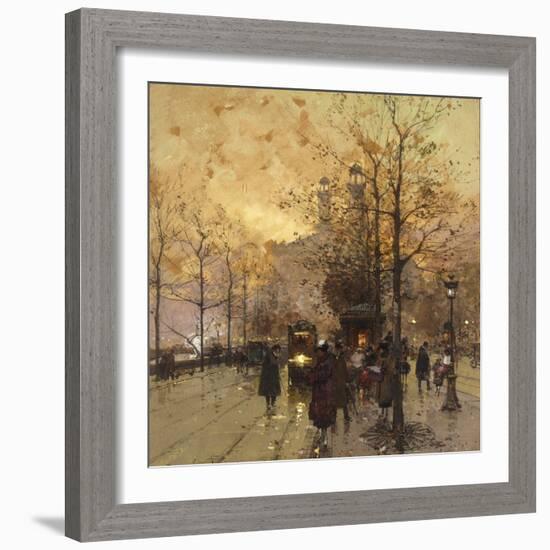 Figures on a Parisian Street-Eugene Galien-Laloue-Framed Giclee Print