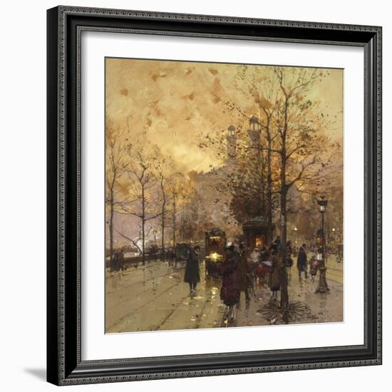 Figures on a Parisian Street-Eugene Galien-Laloue-Framed Giclee Print