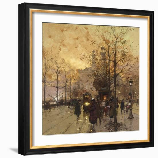 Figures on a Parisian Street-Eugene Galien-Laloue-Framed Giclee Print