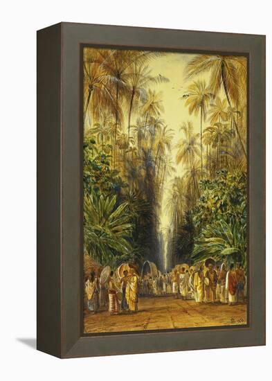 Figures on a Road Near Galle, Ceylon-Edward Lear-Framed Premier Image Canvas