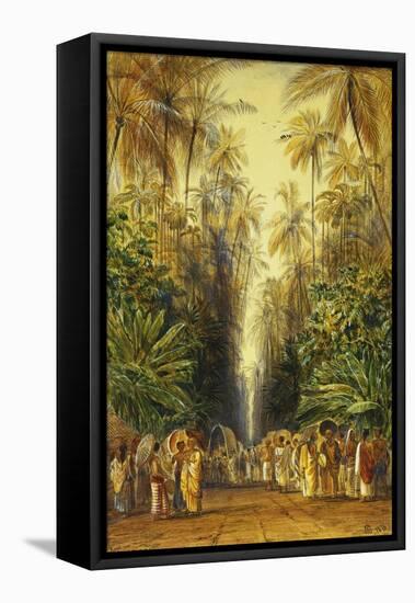 Figures on a Road Near Galle, Ceylon-Edward Lear-Framed Premier Image Canvas