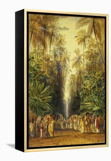 Figures on a Road Near Galle, Ceylon-Edward Lear-Framed Premier Image Canvas