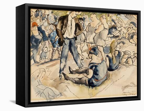 Figures on Beach, Coney Island, 1917 (W/C on Paper)-Jules Pascin-Framed Premier Image Canvas
