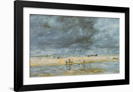 Figures On Beach-Eugène Boudin-Framed Art Print