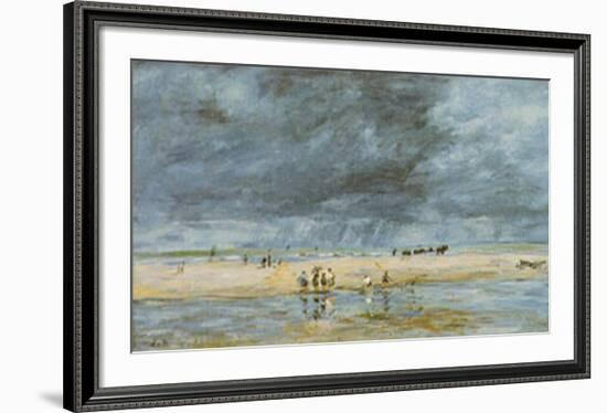 Figures On Beach-Eugène Boudin-Framed Art Print