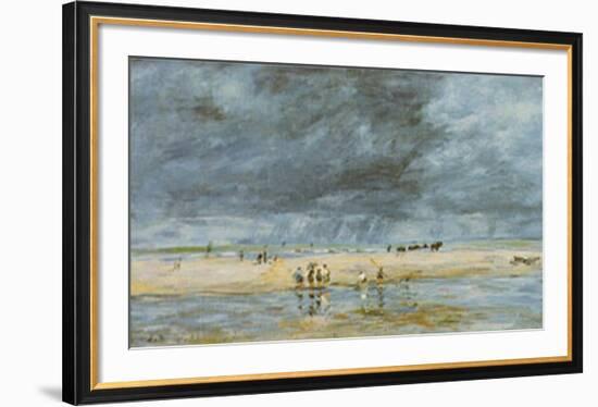 Figures On Beach-Eugène Boudin-Framed Art Print